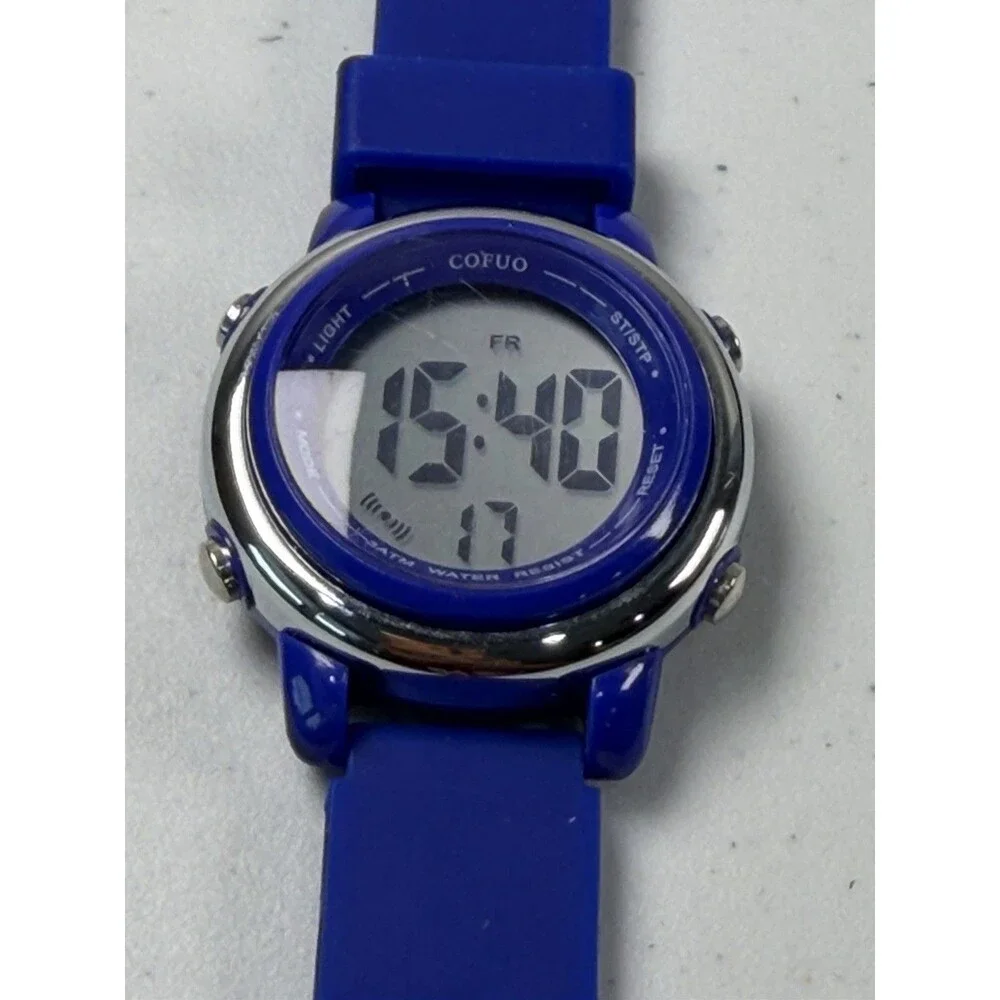 Cofuo Blue Digital Sports Watch 34mm Alarm Chronograph 3ATM